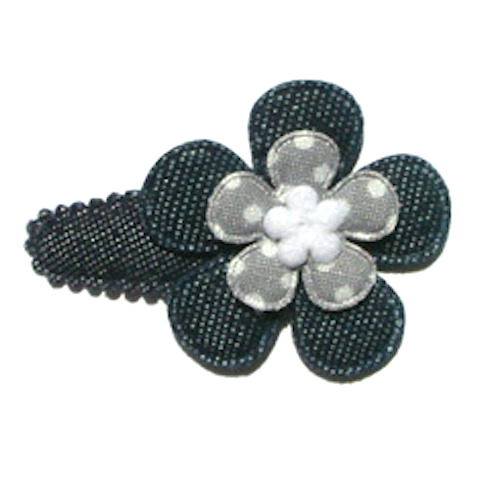 Barrette Enfant Bebe A Grande Fleur En Jean Bleu Plein De Bisous